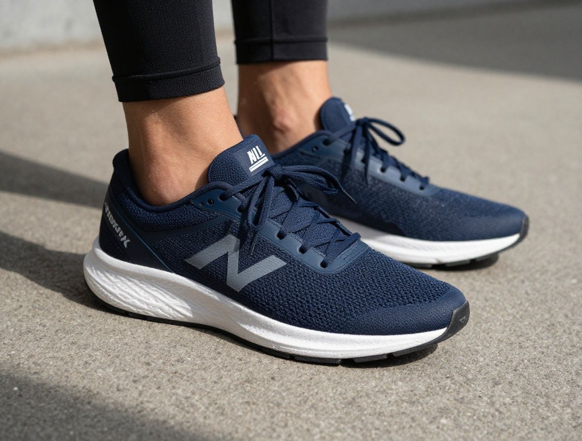 Dynamiczne buty do biegania na szarej powierzchni z minimalistycznym tłem, oświetlone naturalnym światłem