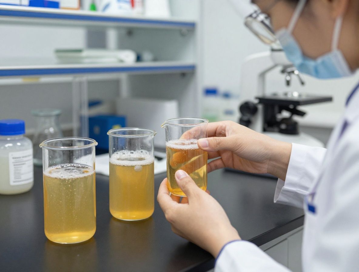 Laboratoryjne szklanki i kolby z przejrzystymi substancjami, makro fotografia w minimalistycznym oświetleniu